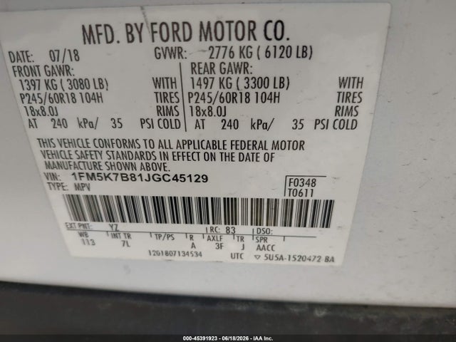 Ford Explorer 2018 1FM5K7B81JGC45129 Image 9