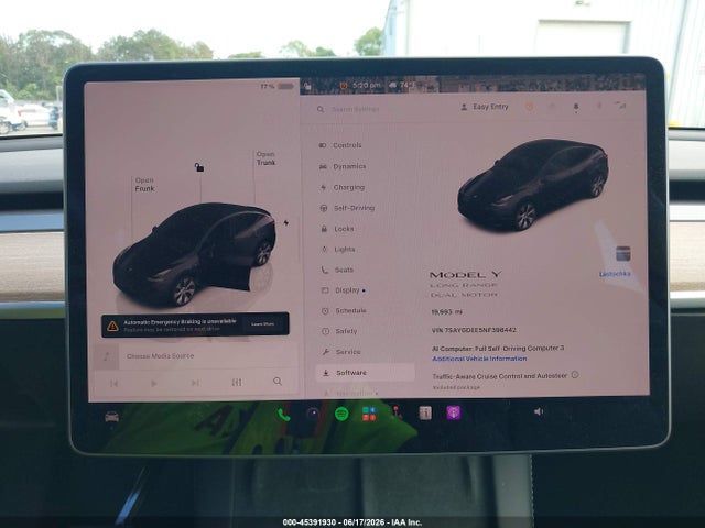 45391930 :رقم المزاد ، 7SAYGDEE5NF398442 vin ، 2022 Tesla Model Y Long Range Dual Motor All-wheel Drive مزاد بيع