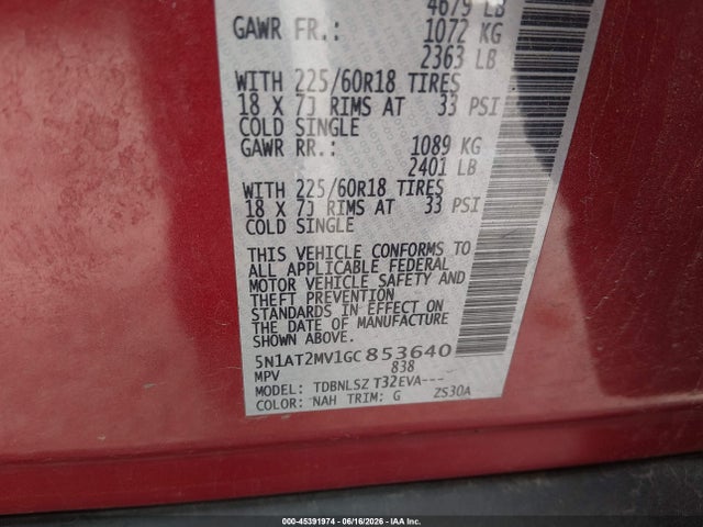 Aukcja sprzedaży 2016 Nissan Rogue Sl, vin: 5N1AT2MV1GC853640, numer aukcji: 45391974