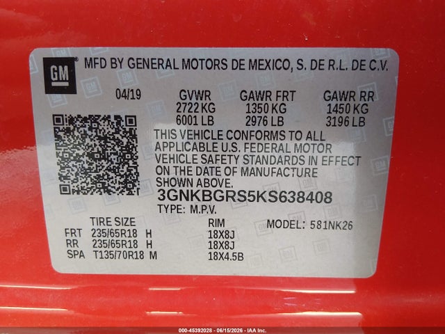 Chevrolet Blazer 2019 3GNKBGRS5KS638408 Image 9