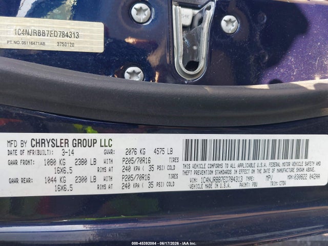 Auction sale of the 2014 Jeep Patriot Sport, vin: 1C4NJRBB7ED784313, lot number: 45392084