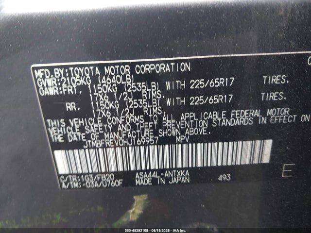 JTMBFREV0HJ169957 Toyota RAV4 LE