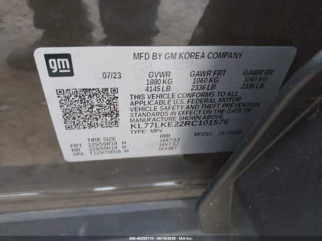 Продаж на аукціоні авто 2024 Chevrolet Trax Fwd Activ, vin: KL77LKE22RC101576, номер лоту: 45392110