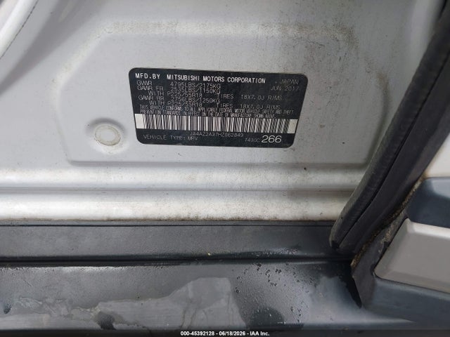 Aukcja sprzedaży 2017 Mitsubishi Outlander Es, vin: JA4AZ2A37HZ062849, numer aukcji: 45392128