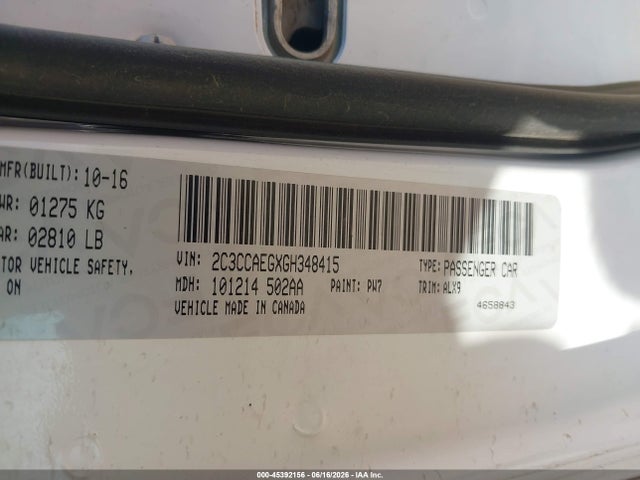 Aukcja sprzedaży 2016 Chrysler 300c, vin: 2C3CCAEGXGH349415, numer aukcji: 45392156