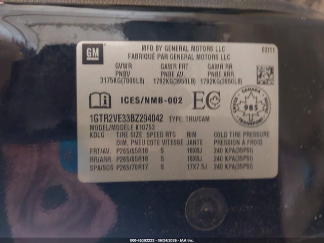 Продажа на аукционе авто 2011 Gmc Sierra 1500 Sle, vin: 1GTR2VE33BZ294042, номер лота: 45392223