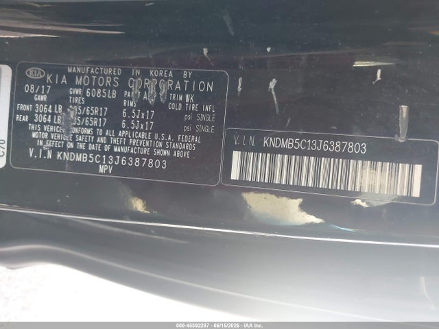 Aukcja sprzedaży 2018 Kia Sedona Lx, vin: KNDMB5C13J6387803, numer aukcji: 45392287