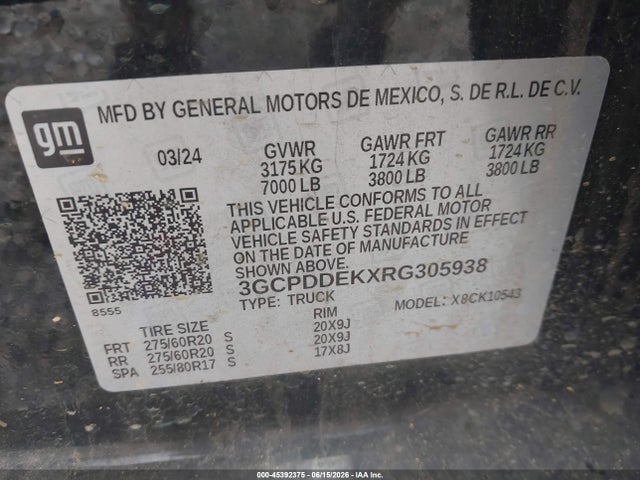 3GCPDDEKXRG305938 Chevrolet Silverado 1500 4wd Short Bed Lt