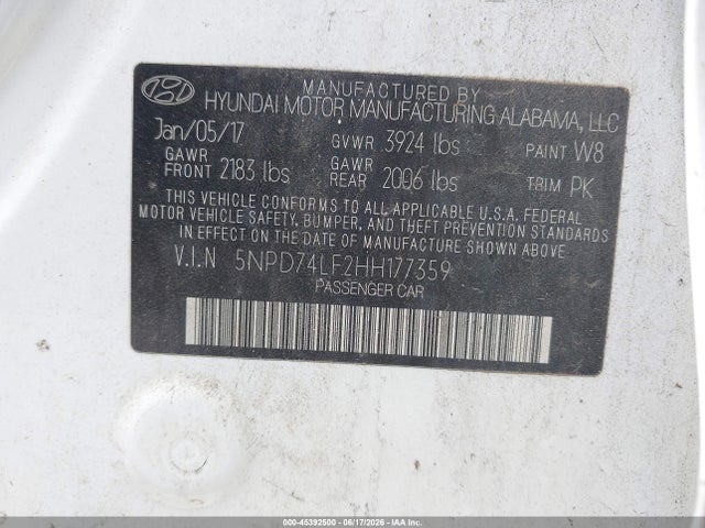 Hyundai ELANTRA SE 2017 5NPD74LF2HH177359 Image 9