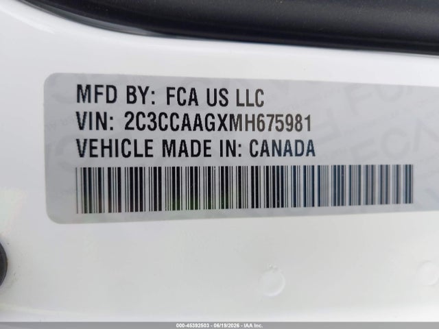 Продажа на аукционе авто 2021 Chrysler 300 Touring L, vin: 2C3CCAAGXMH675981, номер лота: 45392503
