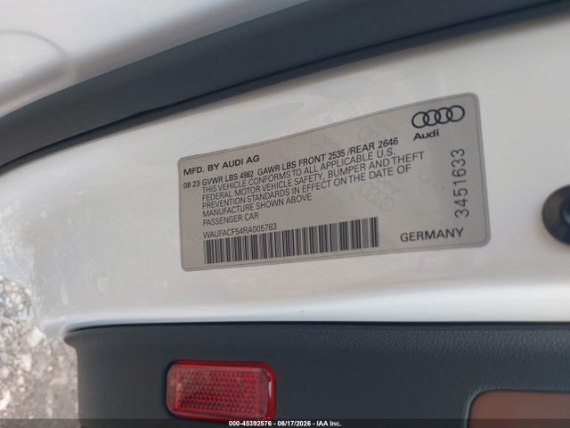 45392576 :رقم المزاد ، WAUFACF54RA005783 vin ، 2024 Audi A5 Sportback Premium Plus 45 Tfsi Quattro S Tronic مزاد بيع