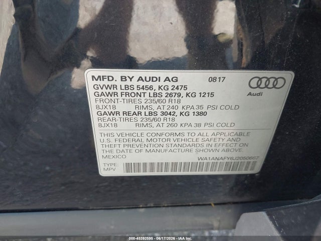 Продаж на аукціоні авто 2018 Audi Q5 2.0t Premium/2.0t Tech Premium, vin: WA1ANAFY6J2050667, номер лоту: 45392595