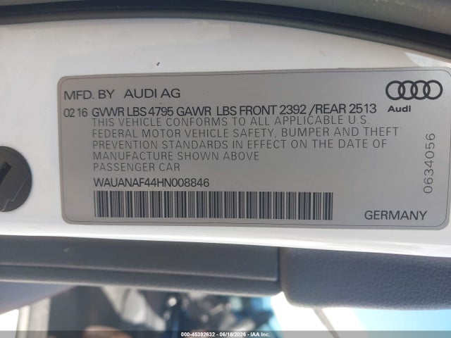 Audi A4 PREMIUM 2017 WAUANAF44HN008846 Image 9