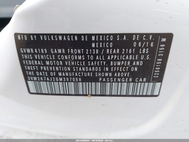 3VW267AJ2GM397058 Volkswagen Jetta 1.4t S