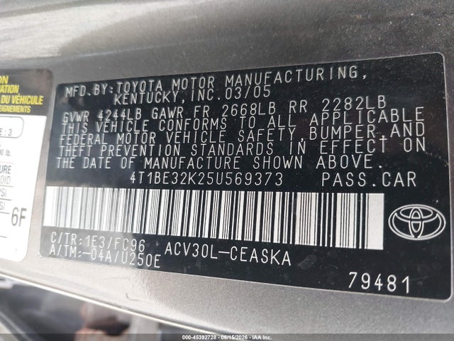 Продаж на аукціоні авто 2005 Toyota Camry Se, vin: 4T1BE32K25U569373, номер лоту: 45392728