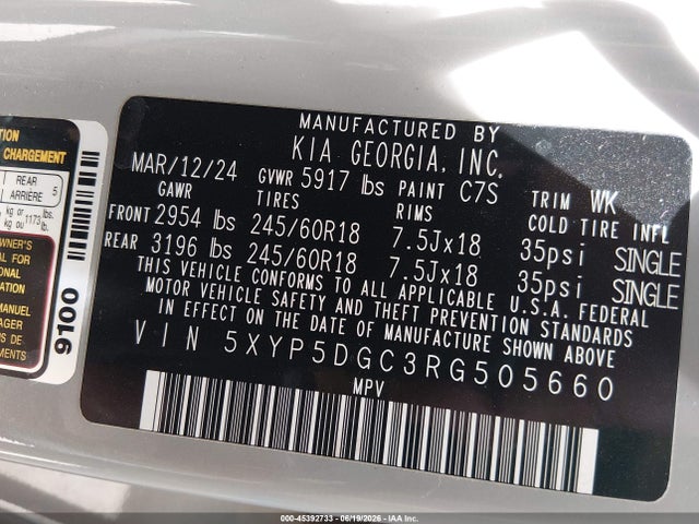 5XYP5DGC3RG505660 KIA Telluride Sx X-pro
