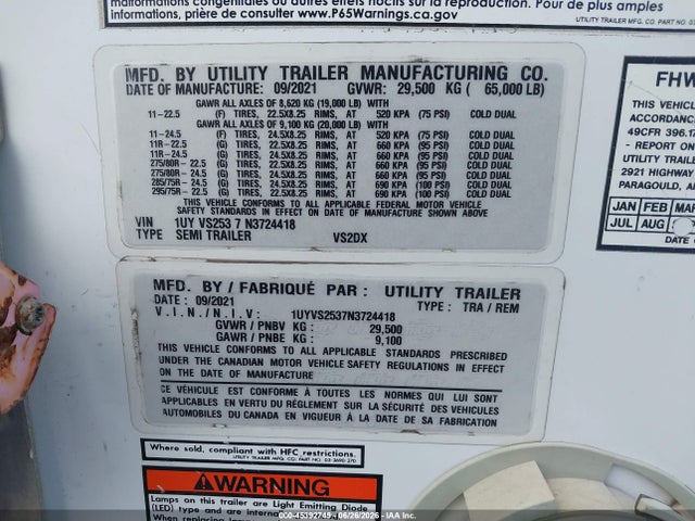 Utility Trailer Mfg Unknown 2022 1UYVS2537N3724418 Image 9