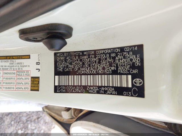 Toyota Prius Four 2014 JTDKN3DU0E1801523 Image 9