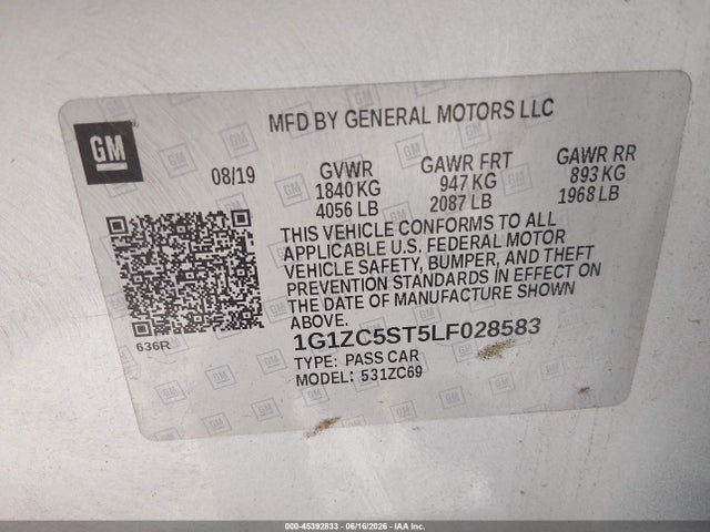 1G1ZC5ST5LF028583 Chevrolet Malibu Fwd 1fl