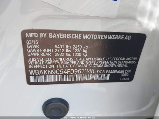 45392836 :رقم المزاد ، WBAKN9C54FD961348 vin ، 2015 Bmw 550i مزاد بيع