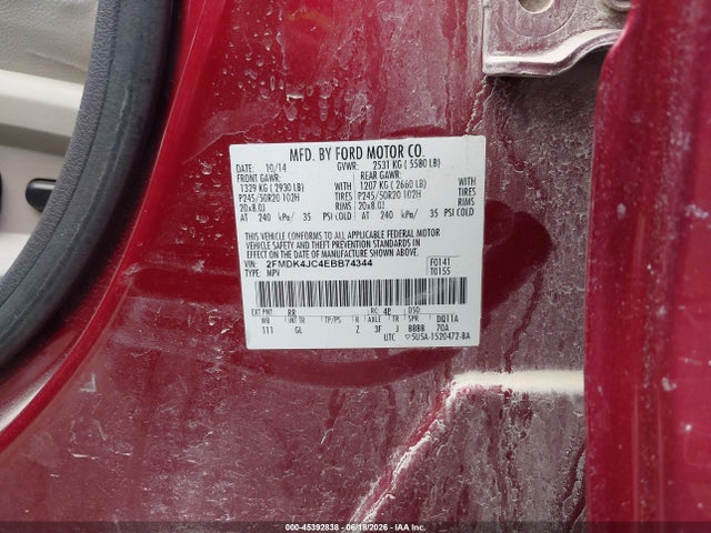 Ford EDGE SEL 2014 2FMDK4JC4EBB74344 Image 9