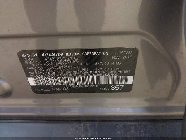Продажа на аукционе авто 2020 Mitsubishi Outlander Sport 2.0 Es Awc, vin: JA4AR3AU0LU013318, номер лота: 45392876