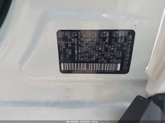 45392894 :رقم المزاد ، JN8AT3AA4MW001891 vin ، 2021 Nissan Rogue S Fwd مزاد بيع