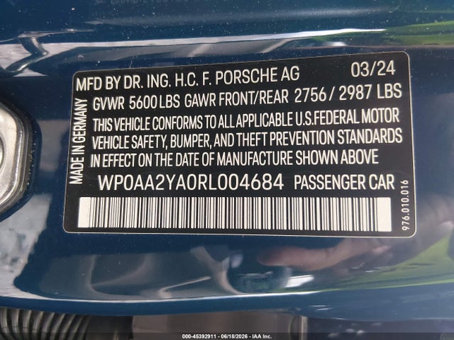 WP0AA2YA0RL004684 Porsche PANAMERA 4