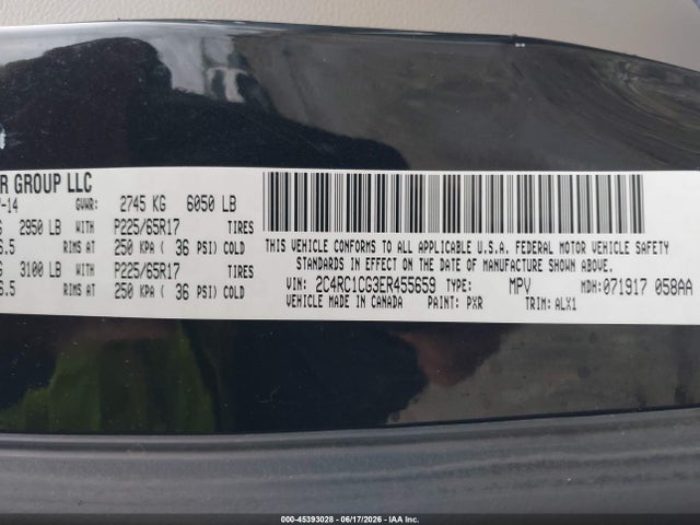 Aukcja sprzedaży 2014 Chrysler Town & Country Touring-l, vin: 2C4RC1CG3ER455659, numer aukcji: 45393028