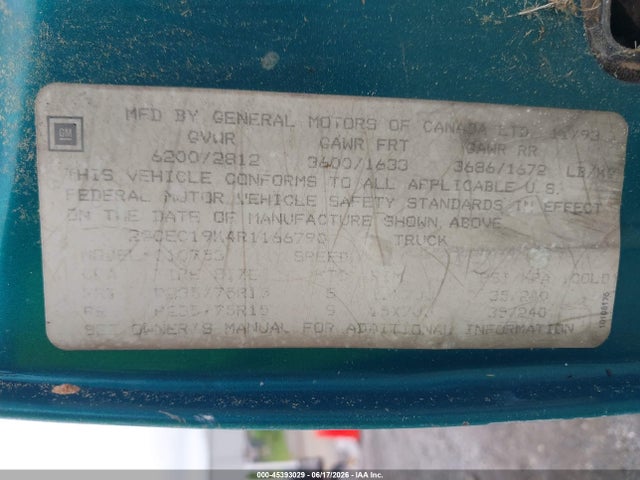 Продажа на аукционе авто 1994 Chevrolet Gmt-400 C1500, vin: 2GCEC19K4R1166790, номер лота: 45393029