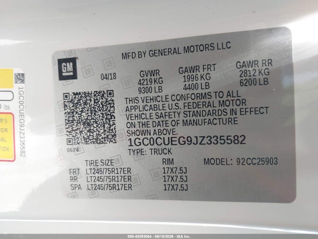 1GC0CUEG9JZ335582 Chevrolet Silverado 2500hd Work Truck