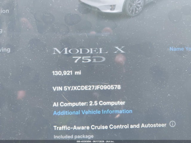 Aukcja sprzedaży 2018 Tesla Model X 100d/75d/p100d, vin: 5YJXCDE27JF090578, numer aukcji: 45393094