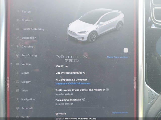 Aukcja sprzedaży 2018 Tesla Model X 100d/75d/p100d, vin: 5YJXCDE27JF090578, numer aukcji: 45393094