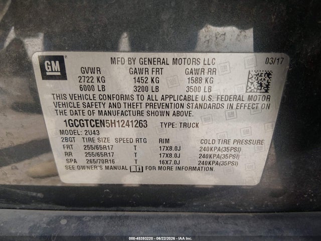 1GCGTCEN5H1241263 Chevrolet Colorado Lt
