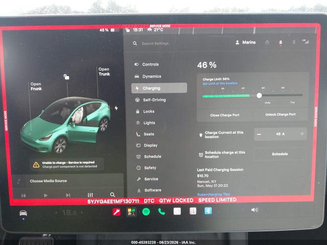 Продажа на аукционе авто 2021 Tesla Model Y Long Range Dual Motor All-wheel Drive, vin: 5YJYGAEE1MF130711, номер лота: 45393228