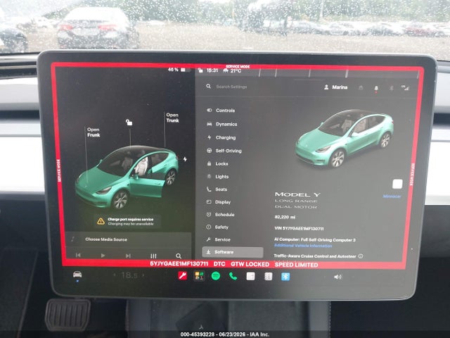 Продажа на аукционе авто 2021 Tesla Model Y Long Range Dual Motor All-wheel Drive, vin: 5YJYGAEE1MF130711, номер лота: 45393228