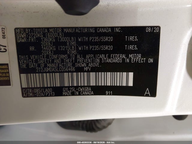 Aukcja sprzedaży 2020 Lexus Rx 450h, vin: 2T2JGMDA5LC056466, numer aukcji: 45393336