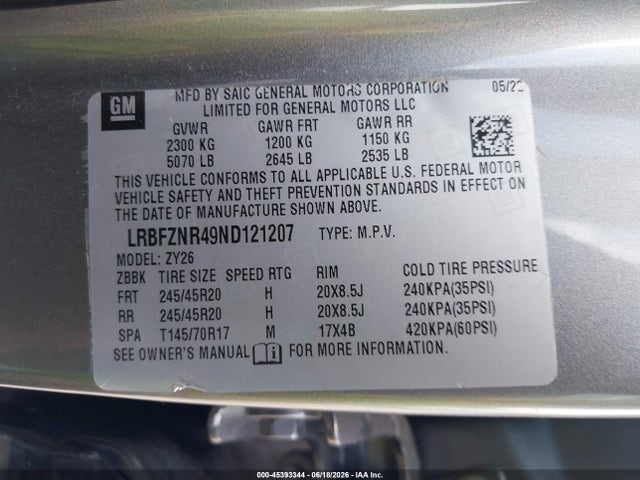 Продаж на аукціоні авто 2022 Buick Envision Fwd Essence, vin: LRBFZNR49ND121207, номер лоту: 45393344