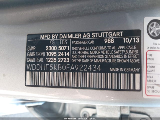 Mercedes-Benz E 350 2014 WDDHF5KB0EA922434 Image 9