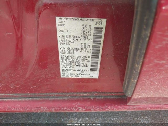 2010 Nissan Frontier Se მანქანა იყიდება აუქციონზე, vin: 1N6AD0EVXAC405244, აუქციონის ნომერი: 45393406