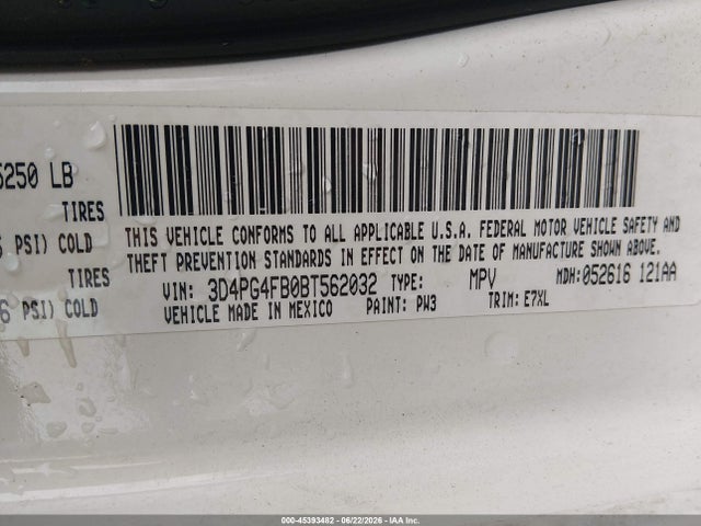 45393482 :رقم المزاد ، 3D4PG4FB0BT562032 vin ، 2011 Dodge Journey Express مزاد بيع