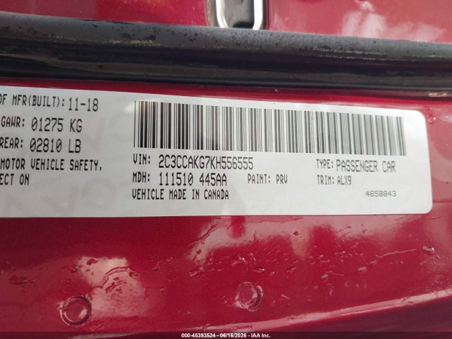 45393524 :رقم المزاد ، 2C3CCAKG7KH556555 vin ، 2019 Chrysler 300 Limited Awd مزاد بيع