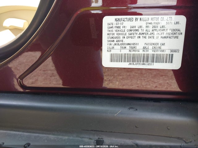 Aukcja sprzedaży 2017 Infiniti Qx50, vin: JN1BJ0RR1HM416511, numer aukcji: 45393623