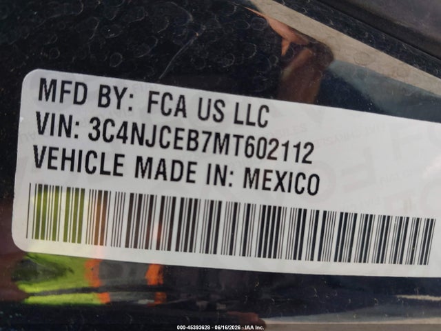 Продаж на аукціоні авто 2021 Jeep Compass 80th Anniversary Fwd, vin: 3C4NJCEB7MT602112, номер лоту: 45393628