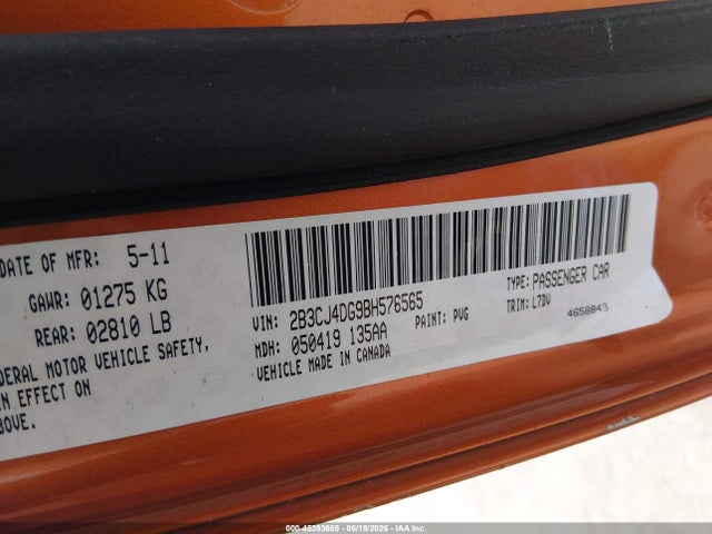 Продажа на аукционе авто 2011 Dodge Challenger, vin: 2B3CJ4DG9BH576565, номер лота: 45393665