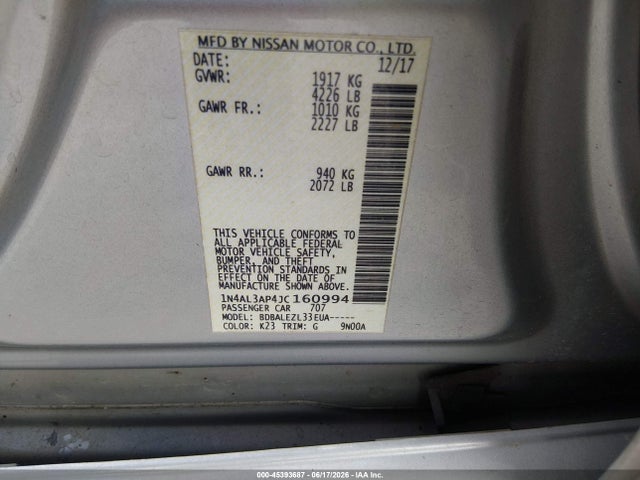1N4AL3AP4JC160994 Nissan Altima 2.5 S