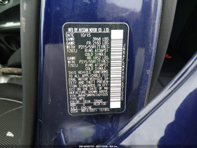 Aukcja sprzedaży 2016 Nissan Juke S, vin: JN8AF5MR9GT601025, numer aukcji: 45393703