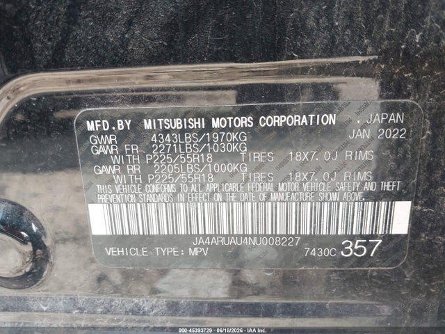Продаж на аукціоні авто 2022 Mitsubishi Outlander Sport 2.0 Be Awc/2.0 Es Awc/2.0 Le Awc/2.0 Se Awc/2.0 Se Special Edition Awc, vin: JA4ARUAU4NU008227, номер лоту: 45393729