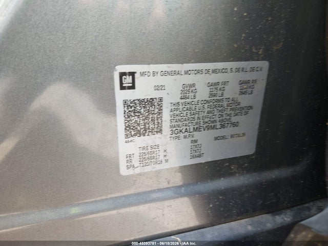 Aukcja sprzedaży 2021 Gmc Terrain Fwd Sle, vin: 3GKALMEV9ML367760, numer aukcji: 45393781