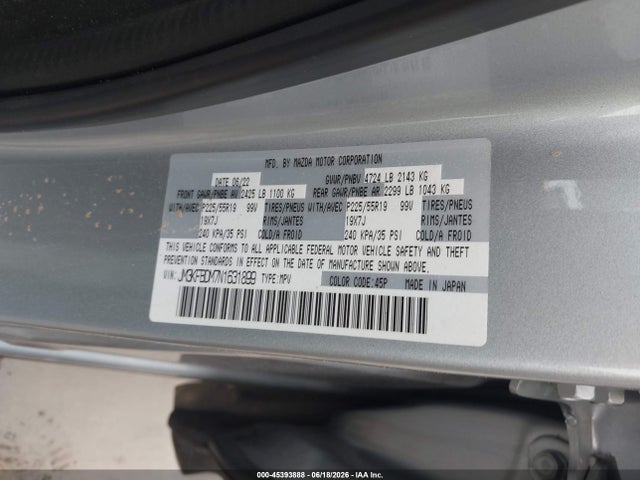 Aukcja sprzedaży 2022 Mazda Cx-5 2.5 S Premium, vin: JM3KFBDM7N1631899, numer aukcji: 45393888
